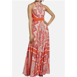 NWT Eliza J Maxi Halter Dress Womens 10 Paisley Scarf Print